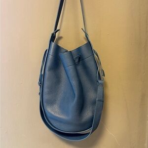 The Row Navy Marine Blue Leather Shoulder Bag